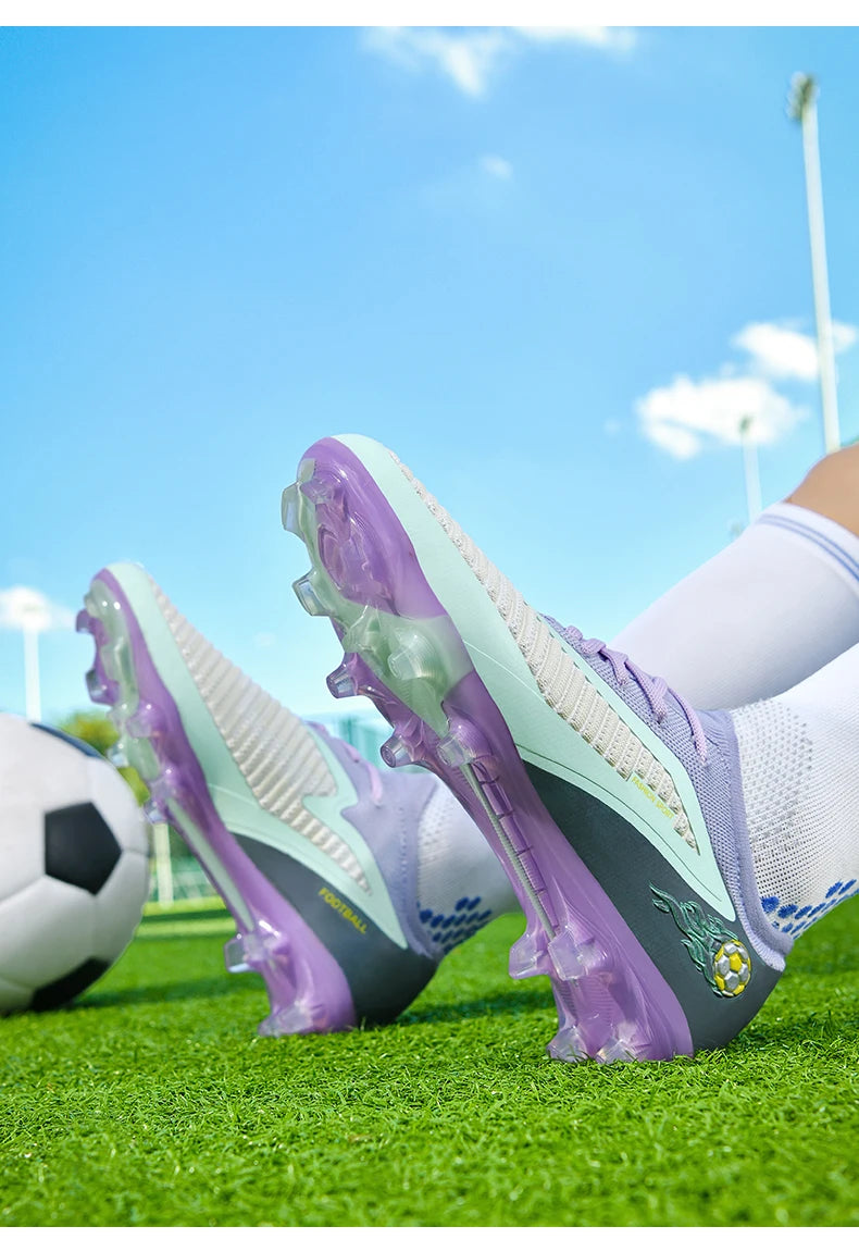 Męskie buty piłkarskie, sportowe buty do piłki nożnej, buty z kolcami do użytku na świeżym powietrzu, dla dorosłych, antypoślizgowe, dla chłopców, z długimi kolcami, treningowe, oddychające, meczowe, wygodne