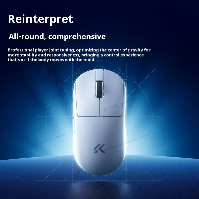 MCHOSE A7 V2 Ultra Wireless Gaming Mouse with PixArt 3950Ti Sensor, 8K Polling Rate, Lightweight Bluetooth & 2.4G RGB Gaming Mouse