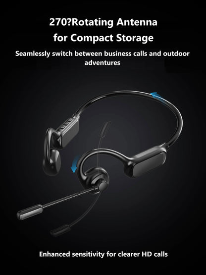 Open-Ear Bluetooth Headset with Noise-Reducing Boom Microphone, Wireless Office Headset for Call Center, Truck Drivers, Remote Work & Business Calls