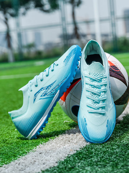 Chaussures de football pour hommes TF Turf, dessus en PU respirant, semelle extérieure en caoutchouc antidérapante, chaussures légères pour l'entraînement sur gazon artificiel.