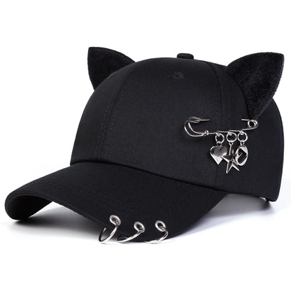 Unisex Cat Ear Pin Love Baseball Caps Spring Autumn Outdoor Adjustable Casual Hats Sunscreen Hat Sports Cap