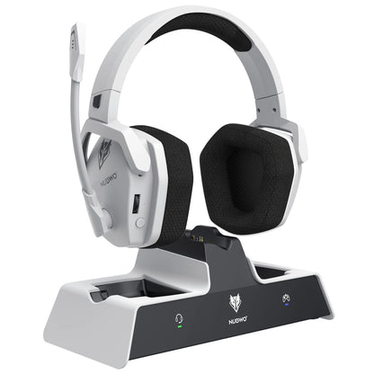 NUBWO G06 Pro Wireless Gaming Headset with Charging Station, Bluetooth 5.3 Gaming Headphones for PS5, PS4 & PC, ENC Microphone, 120-Hour Battery Life