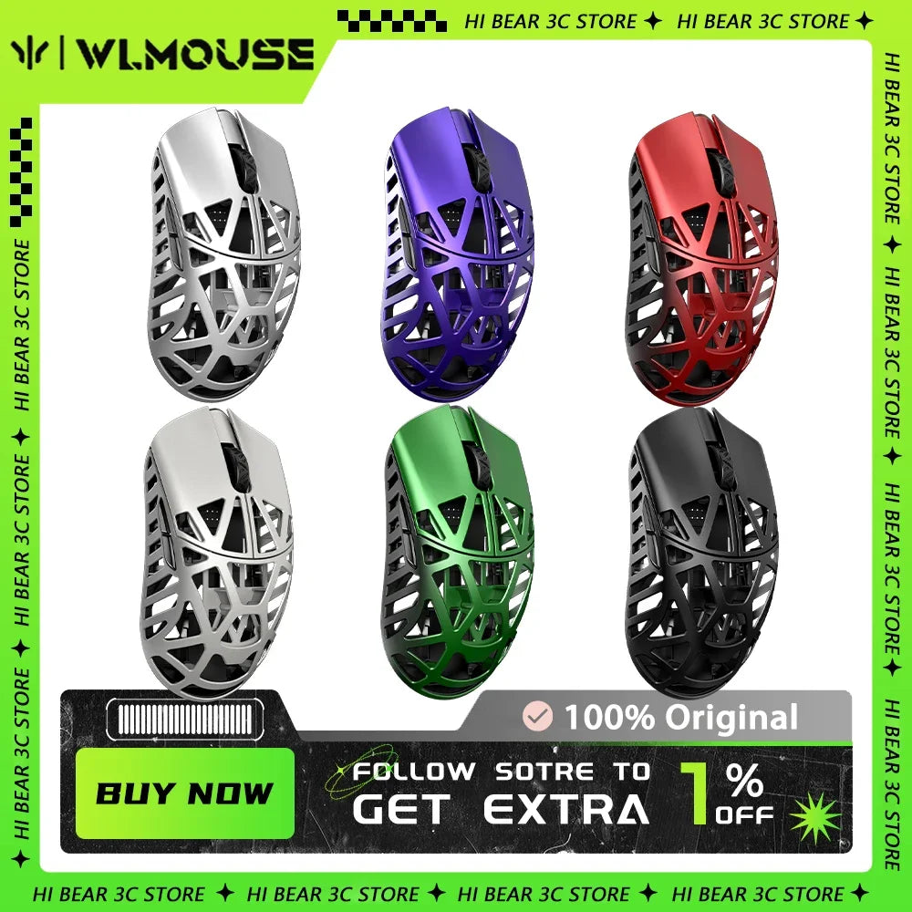 WLmouse Beast X Max Wireless Gaming Mouse with PAW3950HS Sensor, Magnesium Alloy, 8K Polling Rate, Ultra-Lightweight Wireless Gaming Mouse