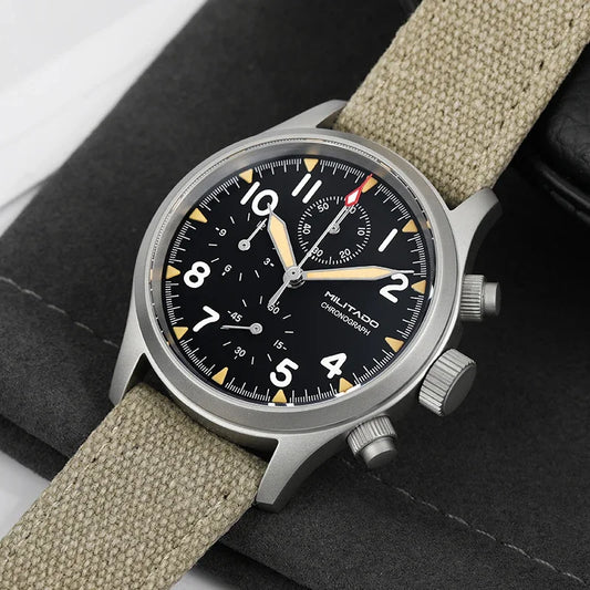 Militado VK61 VK67 Quartz Chronograph Watch 39mm 316L Stainless Steel Case 3 Dial Waterproof 100M  Multifunction Military Watch