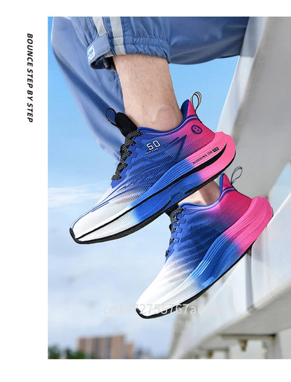 Men's Running Shoes Carbon Board Light Ultra Cushion Breathable Marathon Shock Absorption Support Sneaker Woman Comfy Sport Shoe