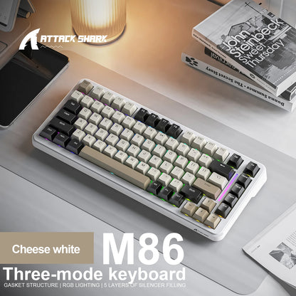 ATTACK SHARK M86 Wireless Mechanical Keyboard 75% Tri-Mode RGB Hot-Swappable Mechanical Keyboard with Side-Printed PBT Keycaps & 4000mAh Battery