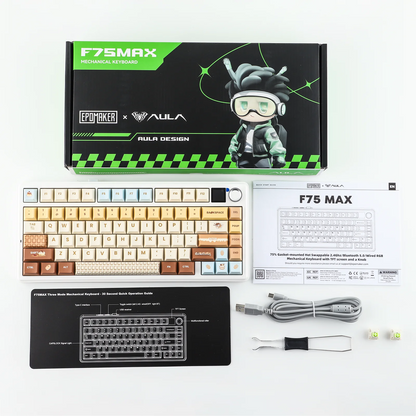 EPOMAKER X AULA F75 MAX Compact 75% ANSI Layout Wired/Bluetooth/2.4GHz Wireless Mechanical Keyboard with TFT Screen and a Knob