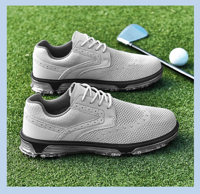 LiXingMing Golf Shoes Men Gray Large Size To 48# Breathable Cleats Golf Sport Shoes Teenager Training Golf Coach Sneakers