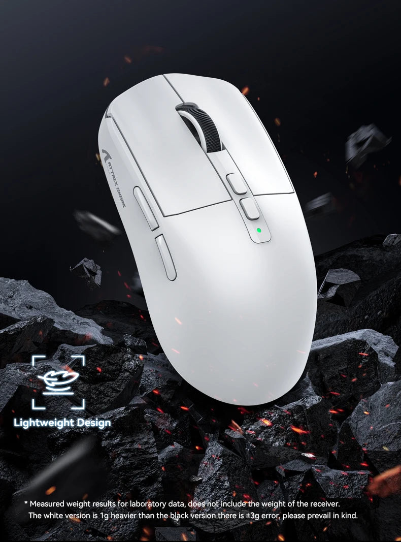 Attack Shark X6 Lightweight Wireless Gaming Mouse, Tri-Mode Bluetooth & 2.4G Gaming Mouse, 26,000 DPI RGB Charging Dock, PAW3395 Sensor