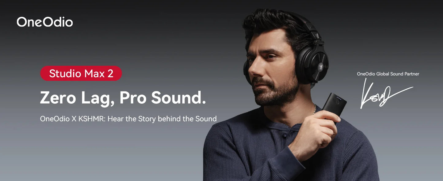 OneOdio Studio Max Wireless DJ Headphones Bluetooth 6.0 – 9ms Ultra Low Latency, Hi-Res LDAC Studio Monitor Over-Ear Headset with Microphone