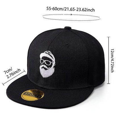 Uncle Beard Baseball Cap, Fashionable Flat-Brim Hip-Hop Hat for Men and Women, Adjustable Size, Suitable for All Seasons, Outdoor Casual Sun Hat, Embroidered Classic Character Design, Street Dance Hat, Suitable for Daily Casu