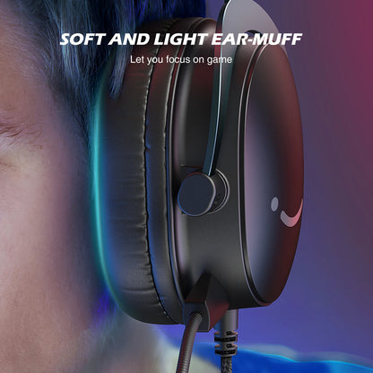 FIFINE Headset,3.5 mm jack&USB Headphone with 7.1 Surround Sound/volum control/Mute switch for PC/MAC/PS4/PS5 Mixer-H9