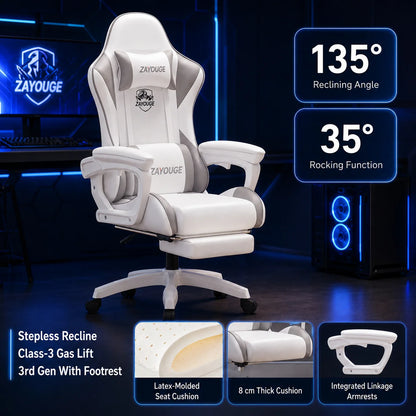 AOLIVIYA Gaming Reclining Chair Ergonomic Office Chair with Footrest, Adjustable Swivel Computer Chair, Racing Style E-Sports Gaming Seat