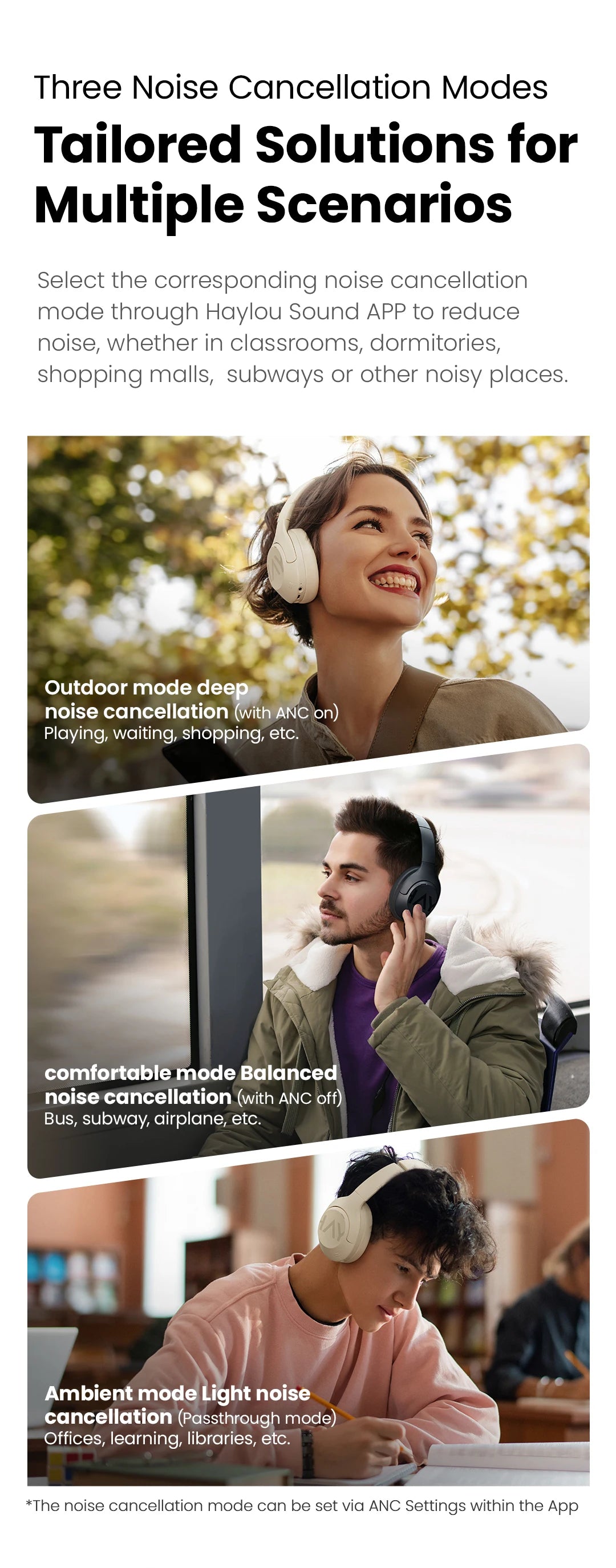 HAYLOU S30 Wireless Bluetooth 5.4 ANC Headphones 43dB Noise Cancelling Headsets with 40mm Driver, 80H Playtime Hi-Res Audio Earphones