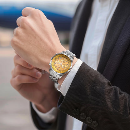 Męski zegarek chronograf BERNY – wielofunkcyjny zegarek kwarcowy w stylu lotniczym, wyposażony w datownik, szafirowe szkło i doskonałą luminescencję – luksusowy męski zegarek na rękę