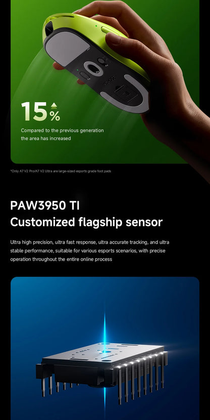 MCHOSE A7 V2 Ultra / Pro kevyt langaton pelihiiri Dual 8000Hz PAW3950 TI 42000DPI PC-e-urheilupelaajille