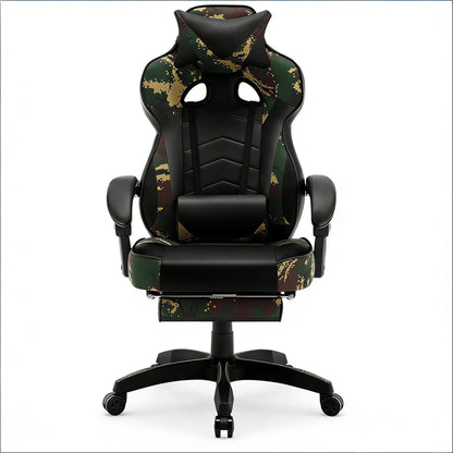 Stylish Ergonomic Gaming Office Chair with Footrest, Reclining Racing Chair, Breathable PU Leather Computer Desk Chair for Home & Office
