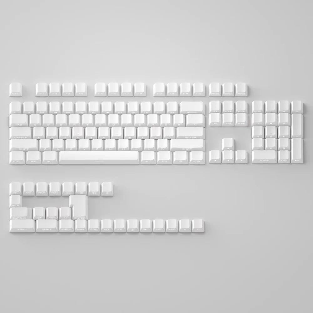 Black Side Engraved Translucent Keycap PBT 130 Key OEM Keyboard Keychain Compatible with 61/75/87/104/108 Mechanical Keyboards