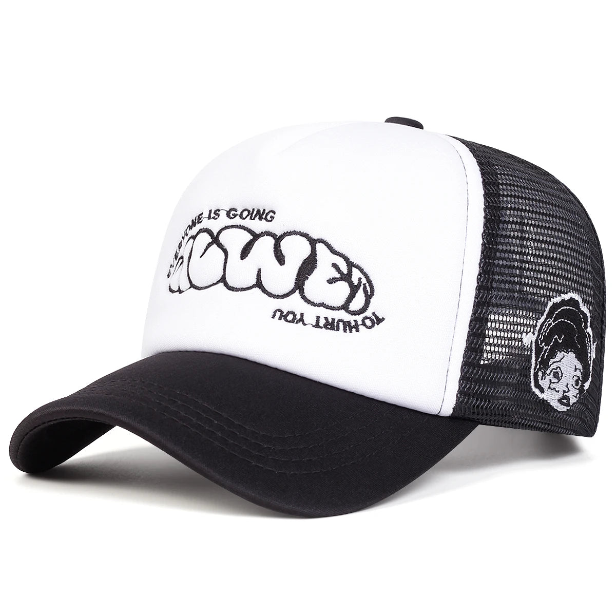 Unisex EVERYONE IS GOING Letter Embroidery Baseball Net Caps Adjustable Casual Hats Spring and Summer Outdoor Sunscreen Hat