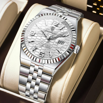 POEDAGAR High Quality Original Men Clock Waterproof Luminous Date Luxury Man Watch Stainless Steel Quartz Men's Watches Male+Box
