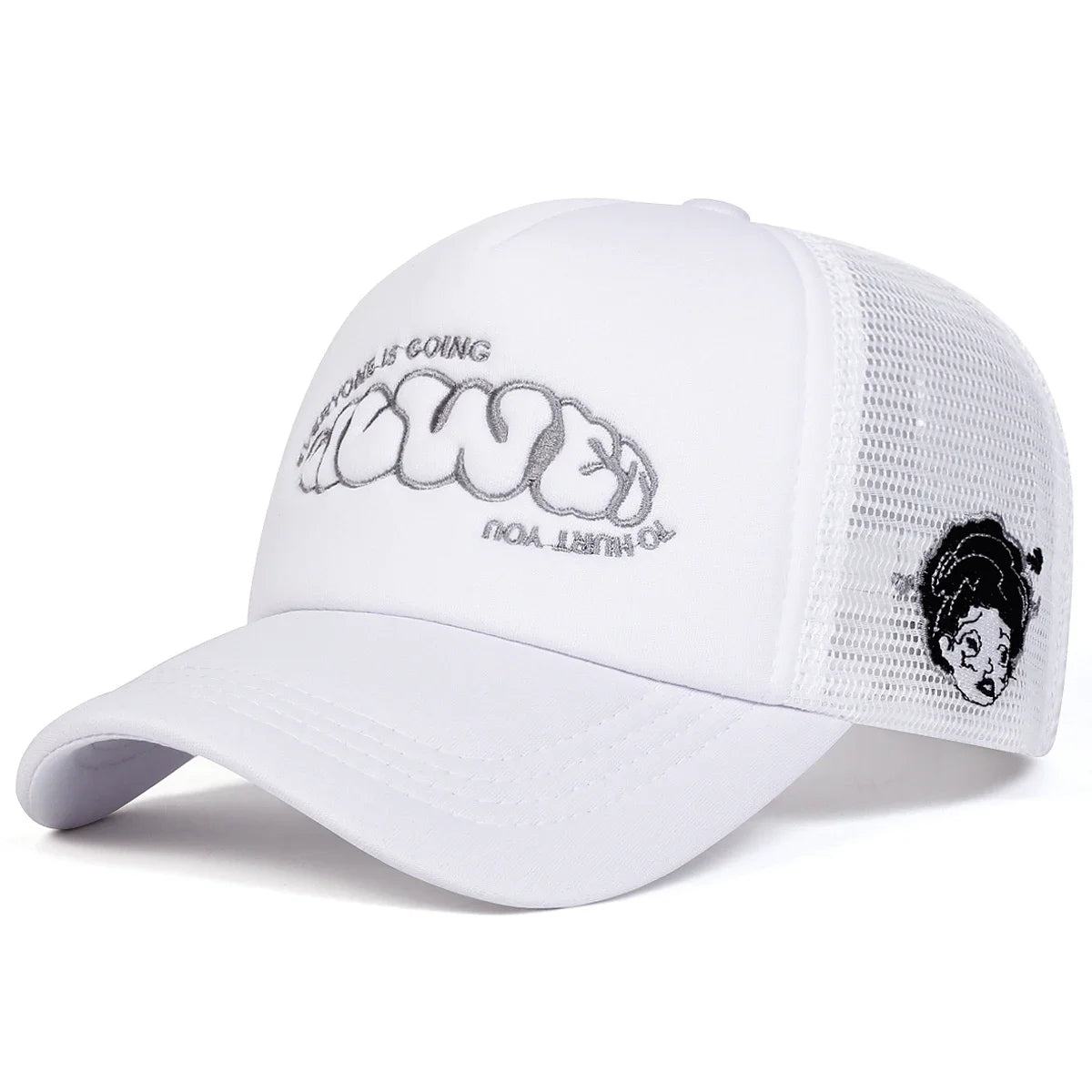 Unisex EVERYONE IS GOING Letter Embroidery Baseball Net Caps Adjustable Casual Hats Spring and Summer Outdoor Sunscreen Hat
