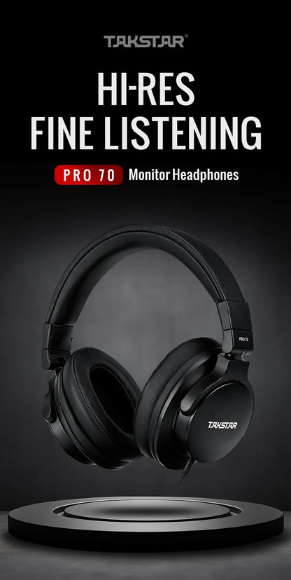 Auriculares de monitoreo profesional de estudio TAKSTAR PRO 70 – Headset circumaural con cable y diseño cerrado para producción musical, DJ, gaming y grabación