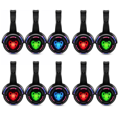 Silent Disco Wireless Headphones RF LED DJ Party Headset 863–865MHz/915MHz with 3-Channel LED Lighting & 10H Battery