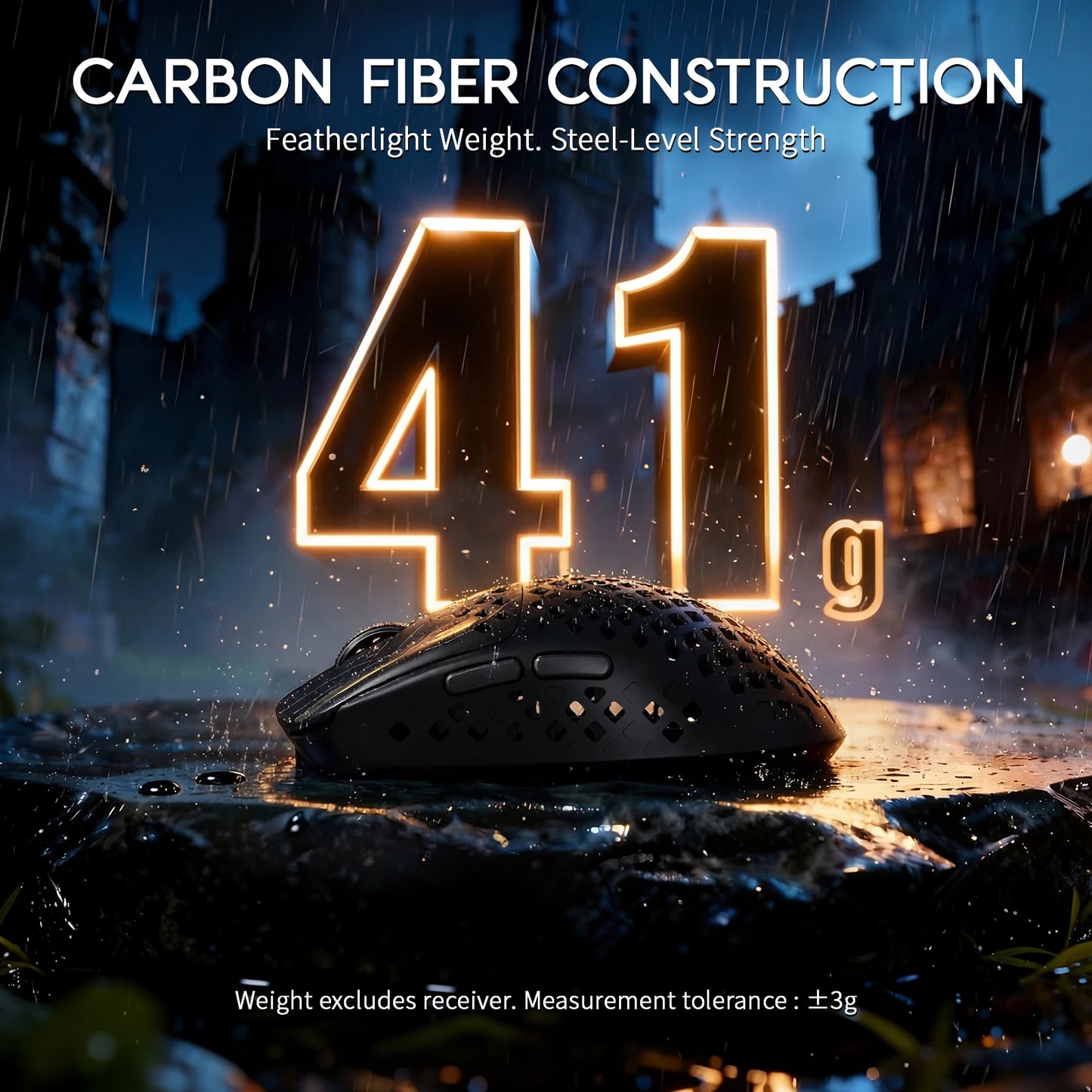 MAMBASNAKE M2 ultralätt trådlös gamingmus, PAW3395PRO-sensor 40000 DPI, 41g kolfiber, tre lägen