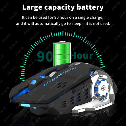 Rechargeable Wireless Gaming Mouse Bluetooth Silent Computer Mouse with RGB Backlight, USB Dual Mode, 6 Buttons, Adjustable DPI for PC, Laptop & Gaming
