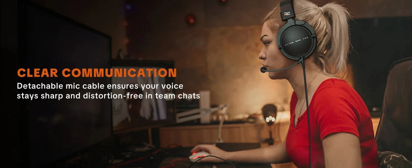 Talomen TOP W550X Over-Ear Wired Headphones with 50mm Drivers, Deep Bass, Detachable Cable & Built-in Microphone – Gaming, DJ, Studio & Office Headset