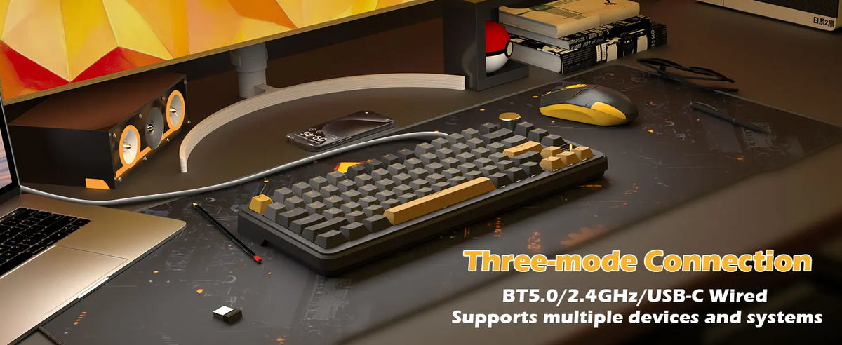 ATTACK SHARK X85 Pro 75% Mechanical Keyboard Wireless RGB Gaming Keyboard with Display Screen, Knob, Hot Swappable Gasket Mount, Bluetooth, 2.4GHz & Wired