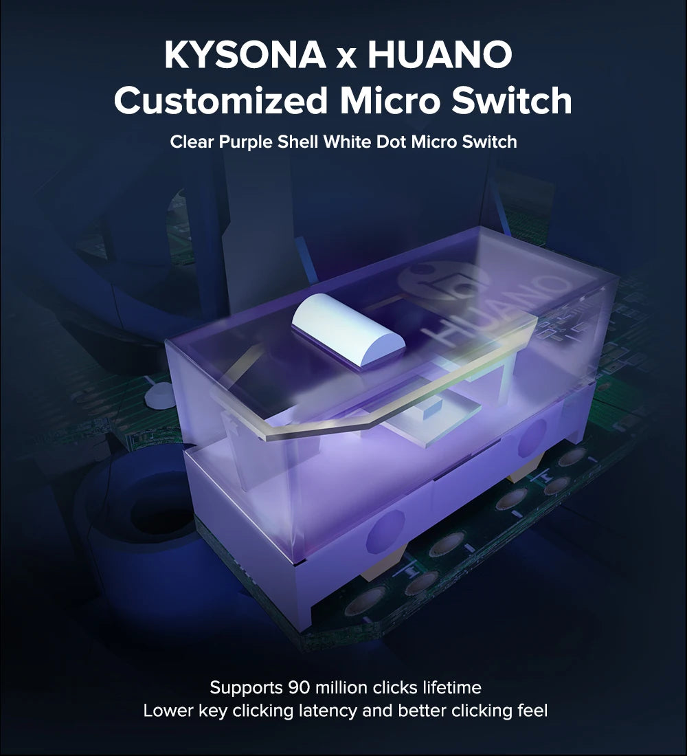 KYSONA M617 Wireless Gaming Mouse Tri-Mode Bluetooth 2.4G & Wired, PAW3395 Sensor, 26K DPI, 8000Hz Polling Rate, 59g Lightweight Rechargeable Gaming Mouse