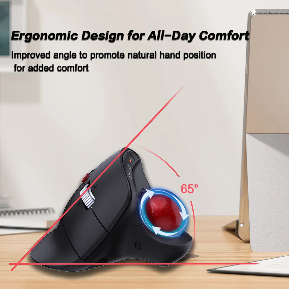 JOMAA Speed Roller trackball-mus trådlös tumstyrd mus tysta klick uppladdningsbar ergonomisk trackball-mus