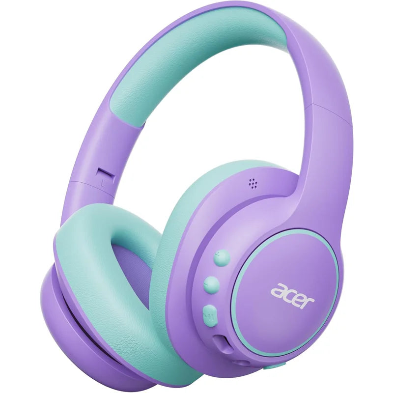 Acer Kids Bluetooth 6.0 Headphones with Mic, 75H Playtime, 85dBA Safe Volume Over-Ear Wireless Headphones, USB-C Fast Charging for iPad, Tablet & School