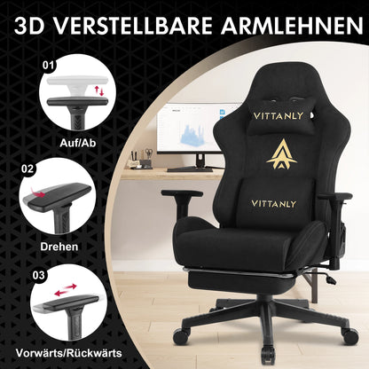 Kitinjoy Natural Suede Gaming Chair High Back Ergonomic Computer Chair with Footrest, Reclining Office Chair, Adjustable Swivel Gaming Seat