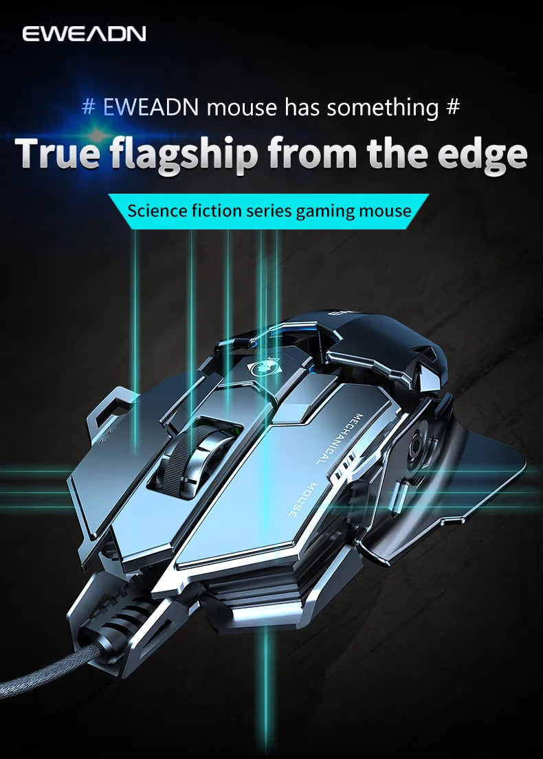 Mechanical Metal Gaming Mouse Wired Ergonomic RGB Gaming Mouse, 12800 DPI Optical USB Gaming Mouse with 7 Programmable Buttons for PC & Laptop