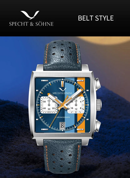 Specht&Sohne New Arrivals Japan VK64 Chronograph Men Quartz Watch 316L Stainless Steel Leather Strap Luminous Waterproof 30M
