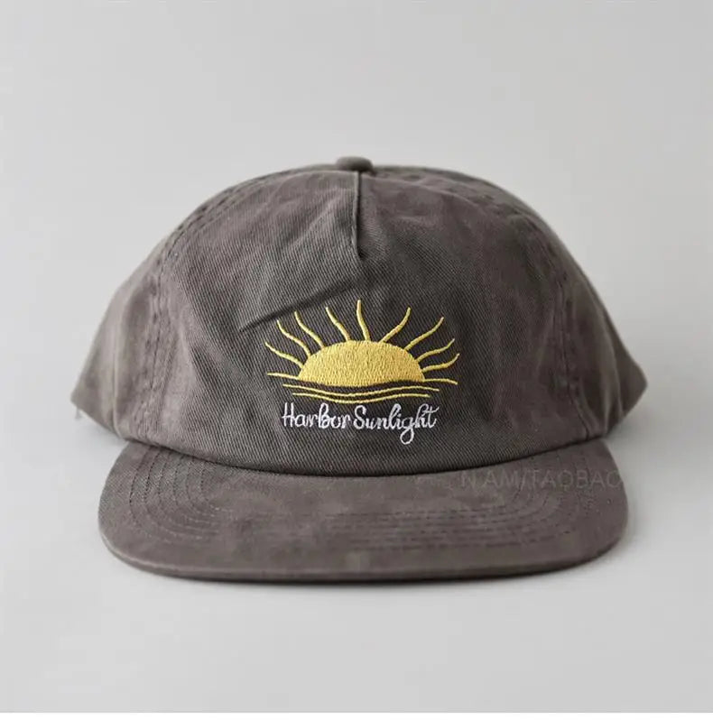 Casquette de baseball à visière plate mignonne pour femmes, hommes et adolescents, avec broderie « Sunrise », casquettes d'été et chapeaux de soleil