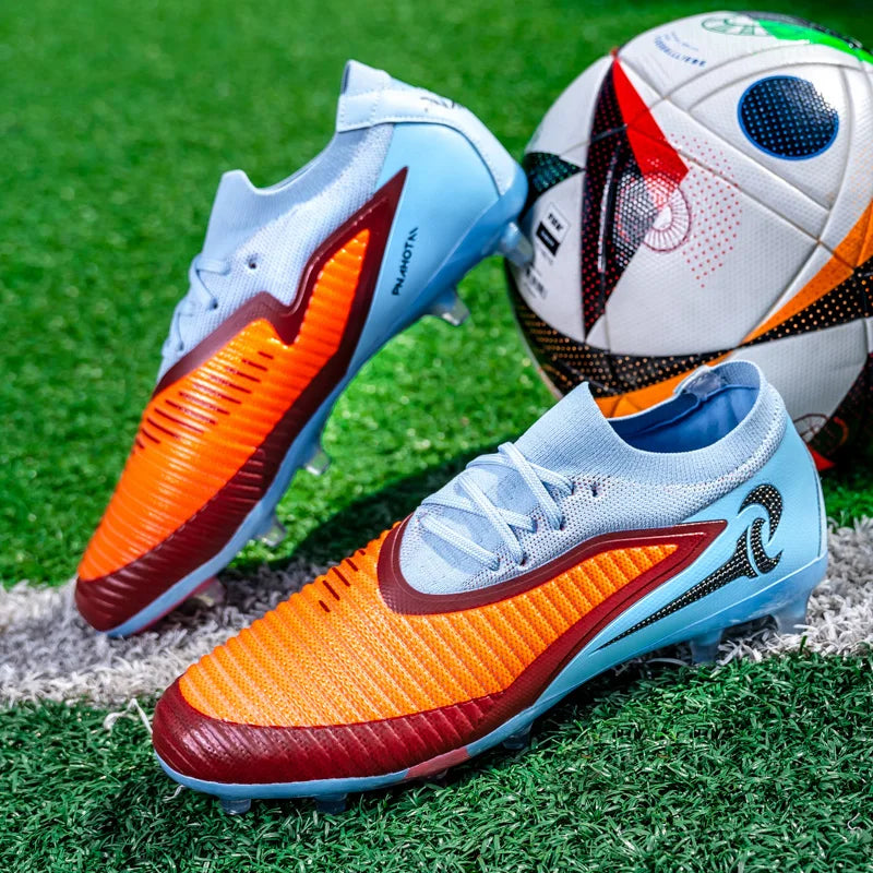 Męskie buty piłkarskie do sportu na świeżym powietrzu dla chłopców, z długimi kolcami, antypoślizgowe, oddychające, do meczów i treningów, buty piłkarskie dla dorosłych, wygodne