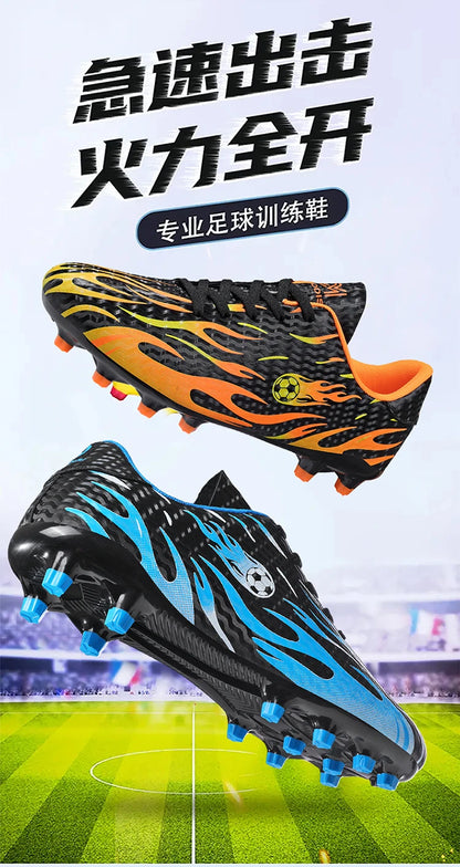 Chaussures de football professionnelles pour enfants, chaussures de foot pour hommes, basses, avec maintien de la cheville, sportives, pour jeunes, pour match et entraînement, antidérapantes, résistantes