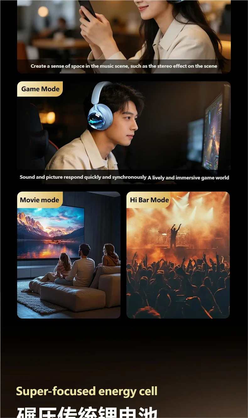Acer OHR712 Wireless Bluetooth 6.0 Headphones, Foldable Over-Ear Bluetooth Headphones with Active Noise Cancellation, 360° Spatial Sound, HiFi Deep Bass Headset for Travel, Home & Office