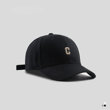 Hard-top C-bogstav baseballkasket til mænd og kvinder – koreansk version af den populære kasket med bred skygge, til store hoveder, med buet skygge