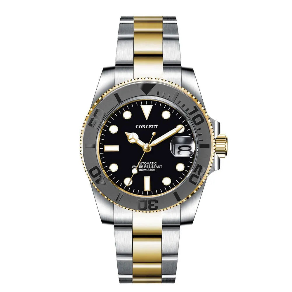 Custom logo NH35 MIYOTA 8215 Automatic Men Watch Luxury Diver Two Tone Gold 316L Stainless Steel Sapphire 10ATM Sterile Sunburs