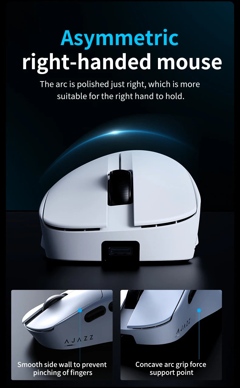 AJAZZ AJ179 V2 MAX tri-mode högerhänt mus, 56g lättviktsdesign, PAW3311-sensor, Huanuo Micro Switch, TelinkMicrochip