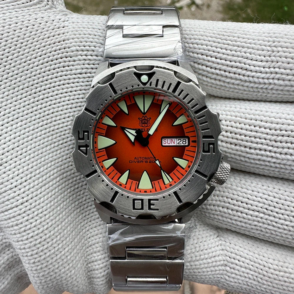 STEELDIVE SD1984 Monster Steel Strap Mechanical Watch NH36 Movt Sapphire Crystal 200M Waterproof Swiss Super Luminous Wristwatch