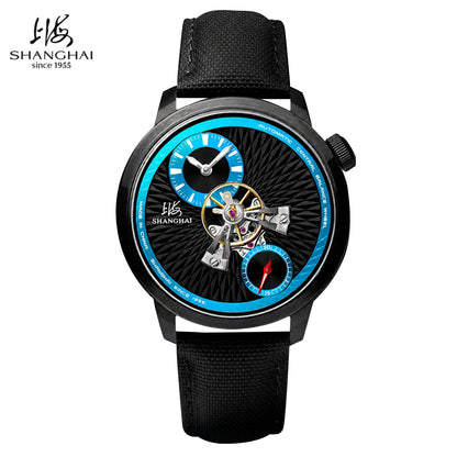 Shanghai Watch Sky Dome Men's Automatic Watches 42mm Center Flywheel Mechanical Wristwatch 5Bar Waterproof Watches Reloje S2101