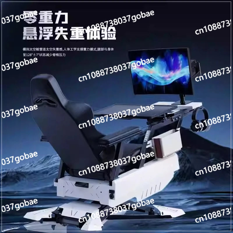 Luxury Gaming Cockpit Chair Multi Functional Office Computer Chair with Adjustable Desk, Ergonomic Long Sitting Gaming Workstation Seat