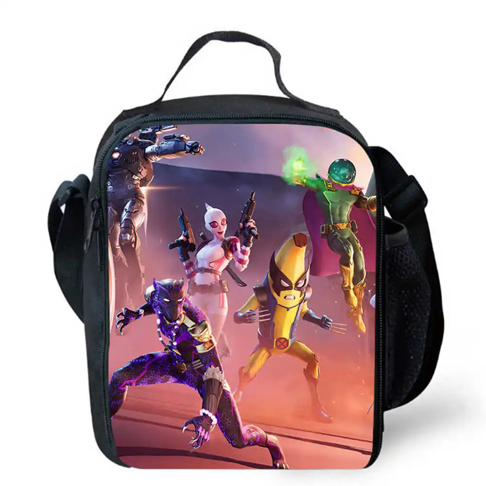 Sacos de Almoço para Crianças, Sacos de Piquenique Escolares Cartoon Fort-nite para Meninas e Meninos, Sacos de Almoço Térmicos para Crianças, Portáteis e Leves