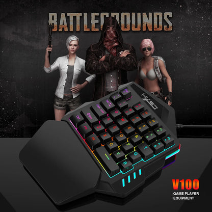 Ergonomic One-Handed Gaming Keyboard, 35-Key Compact Design, RGB Lighting, USB Powered, Thin Film Keys for Enhanced Gaming