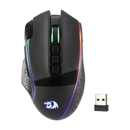 Redragon M991 kabellose Gaming-Maus 26000 DPI, 3 Modi, 9 Makro-Tasten, RGB-Hintergrundbeleuchtung, Schwarz
